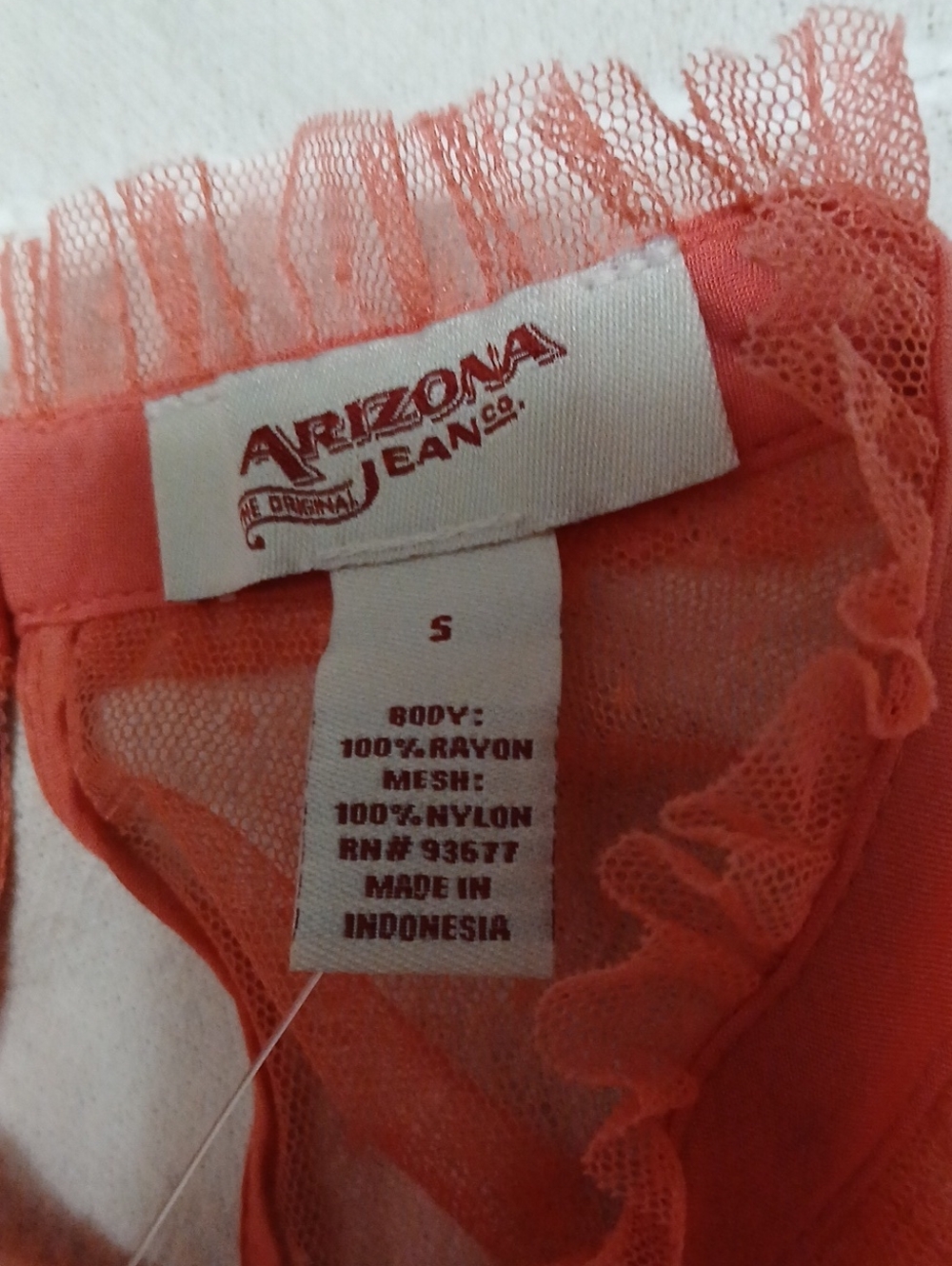 Arizona Jean Company Peach Pink Mesh Ruffle Top - Picture 6 of 8